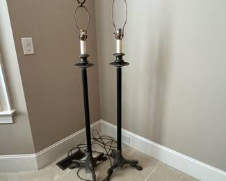 R105 - $50.  PAIR of Floor Lamps. Measures 59" tall. No shades. 