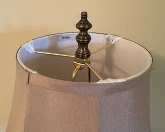 R24 - $55. Single Brass Stiffel Lamp. Measures 31" tall to the top of the finial.  Shade is in very good condition. 