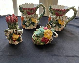 R88 - $60. Fitz & Floyd Herb Garden 8 Pc Set. 