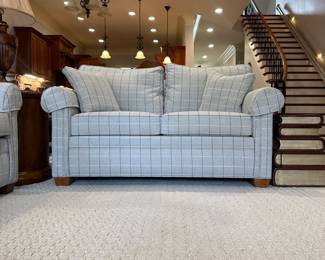 R4 - $950. Ethan Allen Loveseat. "Bennett Roll-Arm Two Seat Sofa." Measures 62" x 36" deep x 32" tall. Excellent Condition!