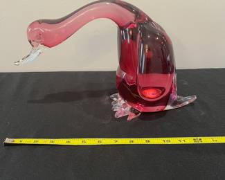 R51 - $150. Murano Glass Duck ( has chip on one toe). Measures 12" wide x 8" tall. 