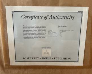 R17 - $225. "Flowers for the Lady" signed and numbered G. Harvey Print. #1253/ 3514. Beautifully framed & matted. Measures 32.5" x 37". 