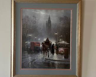 R17 - $225. "Flowers for the Lady" signed and numbered G. Harvey Print. #1253/ 3514. Beautifully framed & matted. Measures 32.5" x 37". 