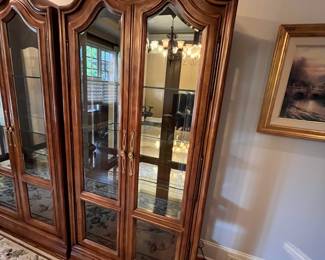 R111 - $400 EACH. Henredon Display Cabinets. Measures 40" wide x 18" deep x 83" tall. Glass shelves that are adjustable height. Excellent Condition!