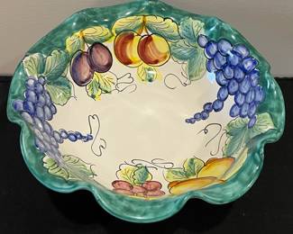 R85 - $35. Vietri Italy Hand Painted Pedestal Bowl. Measures 12.25" x 8" tall. 