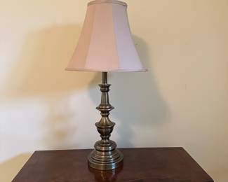 R24 - $55. Single Brass Stiffel Lamp. Measures 31" tall to the top of the finial.  Shade is in very good condition. 
