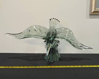 R55 - $475. Murano Glass Eagle Signed S. Signoretto '95. Some minor scratching mostly on the base. Measures 28" wingspan x 14" tall. 