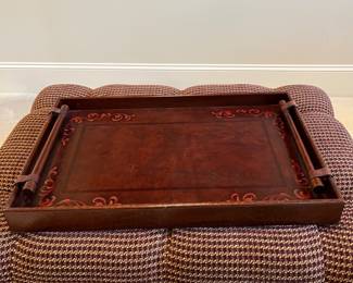R129 - $30. Wooden Tray. Measures 28" x 18" x 3" tall. 