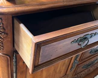 R110 - $350. Hickory White Buffet with added top. Measures 59" wide x 18" deep x 76" tall. Moves in 2 pieces. Bottom could be used as a buffet if you don't need/want the top part. 