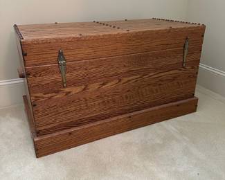R9 - $175. Solid Oak Blanket Chest with cedar on the bottom. Measures 39.5" x 21" x 21" tall. 
