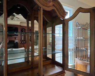 R2 - $950. Henredon Lighted Breakfront China Cabinet. Measures 70" wide x 20" deep x 92" tall. Moves in 2 pieces. 