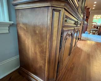 R2 - $950. Henredon Lighted Breakfront China Cabinet. Measures 70" wide x 20" deep x 92" tall. Moves in 2 pieces. 