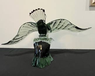 R55 - $475. Murano Glass Eagle Signed S. Signoretto '95. Some minor scratching mostly on the base. Measures 28" wingspan x 14" tall. 