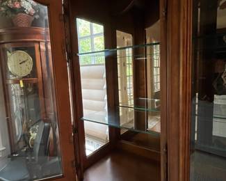 R2 - $950. Henredon Lighted Breakfront China Cabinet. Measures 70" wide x 20" deep x 92" tall. Moves in 2 pieces. 