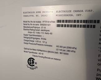 R37 - $225. 2018 Frigidaire Garage Fridge. Measures 30" x 32" deep x 65" tall. 