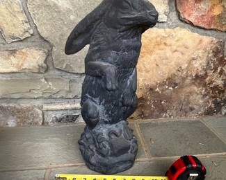 R118 - $25. Hen Feathers Resin Standing Bunny Sculpture. 