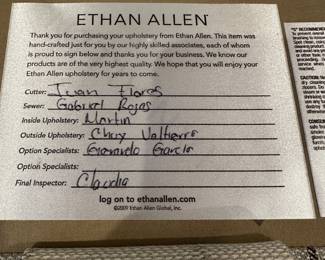 R3 - $1,250. Ethan Allen Sofa. "Bennett Roll-Arm Three Seat Sofa". Measures 83" long x 36" deep x 32" tall.  Excellent condition!