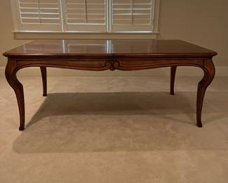 R1 - $1,450. Henredon Table with 6 Chairs. 2 Captains chairs / 4 regulars. Table Measures 76.5" x 44" x 30" tall.  2 leaves - Each leaf adds 20". Has table pads. 