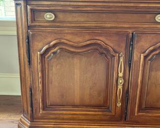 R2 - $950. Henredon Lighted Breakfront China Cabinet. Measures 70" wide x 20" deep x 92" tall. Moves in 2 pieces. 