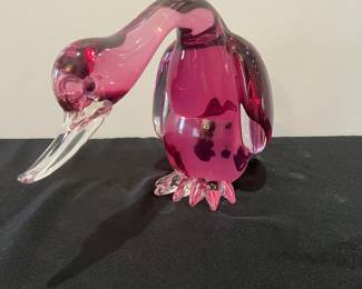 R51 - $150. Murano Glass Duck ( has chip on one toe). Measures 12" wide x 8" tall. 
