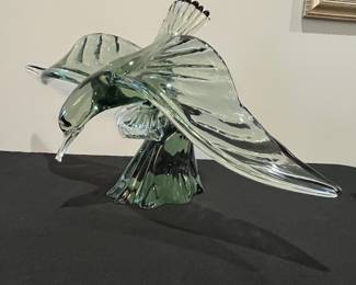 R55 - $475. Murano Glass Eagle Signed S. Signoretto '95. Some minor scratching mostly on the base. Measures 28" wingspan x 14" tall. 