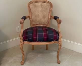 R124 - $50. Single Side Chair - does wiggle a little bit. Measures 24" wide x 37" tall.  Caning is in very good condition.  Great easy project for a handy person!