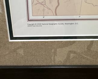 R27 - $20. Framed & Matted Map of Italy (Nat Geo). Measures 29" x 40". 