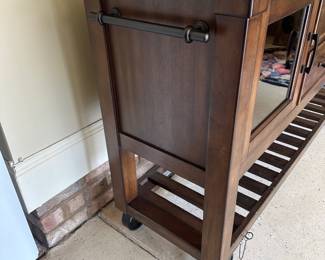 R36 - $250.  Bayside Kitchen Island - on wheels. Measures 60" x 20" x 38" tall. Very good, gently used condition! Minor scuffing on shelves and bottom. Doors on both sides - lots of storage. 