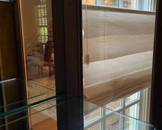 R2 - $950. Henredon Lighted Breakfront China Cabinet. Measures 70" wide x 20" deep x 92" tall. Moves in 2 pieces. 