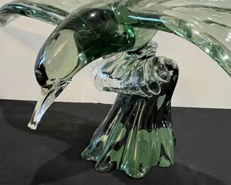 R55 - $475. Murano Glass Eagle Signed S. Signoretto '95. Some minor scratching mostly on the base. Measures 28" wingspan x 14" tall. 