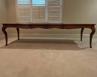 R1 - $1,450. Henredon Table with 6 Chairs. 2 Captains chairs / 4 regulars. Table Measures 76.5" x 44" x 30" tall.  2 leaves - Each leaf adds 20". Has table pads. 