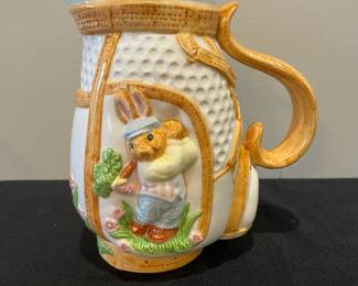 R63 - $20. Fitz & Floyd Golf Bunny Pitcher. 