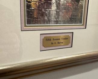 R22 - $125. "Fifth Avenue Vendor". Signed & Numbered G. Harvey Print. #1842/1950. Measures 16" x 21". 