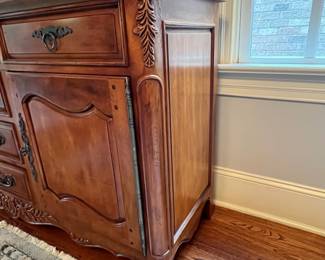 R110 - $350. Hickory White Buffet with added top. Measures 59" wide x 18" deep x 76" tall. Moves in 2 pieces. Bottom could be used as a buffet if you don't need/want the top part. 