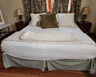 1950's headboard bed, mcm nightstands