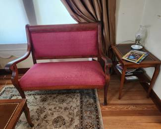 antique settee and side table