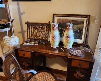 vintage vanity, can chair, stick & ball music rack 