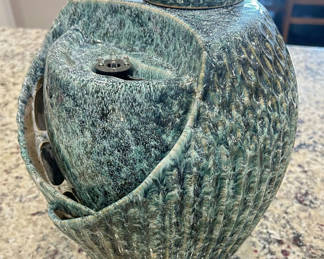 Lot 6: Green/Teal Glazed Ceramic Garden Fountain, Electric, Medium