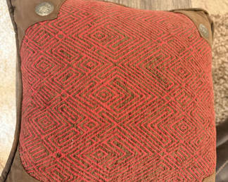 Lot 29: 18 x 18 Red & Brown Square Decorative Throw Pillow