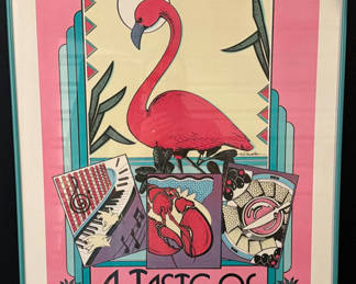 Lot 314: A Taste of Fort Lauderdale poster with flamingo (1988)