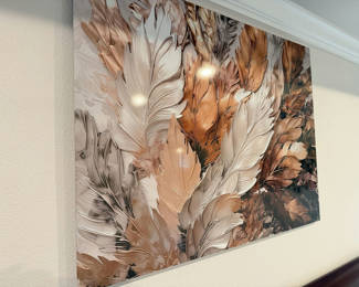 Lot 55: Acrylic-Faced Landscape Wall Art in Warm Neutrals & Blues