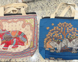Lot 15: Set of 2 Woven Tapestry and Canvas Tote Bags