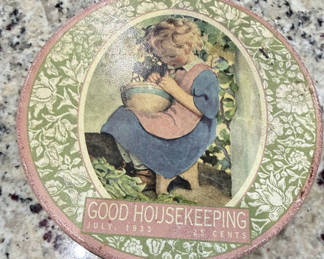 Lot 3: Good Housekeeping 1933 Decorative Tin, Pink and Green Floral