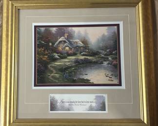 Lot 202: Thomas Kinkade Framed Cottage Scene Accent Print with Certificate of Authenticity