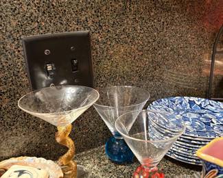 Murano Glass Martini & Gold Union Martini glass Signed(1) 