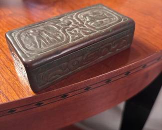 Tiffany Studios Zodiac Bronze Stamp Box - Vintage 