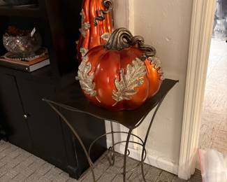 Iron table with glass fall decor