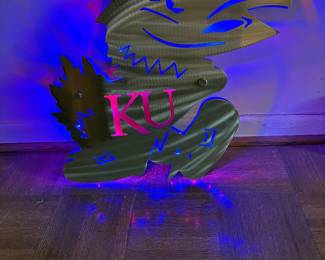 KU Jayhawk Metal lighted wall art 