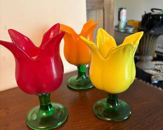 Tulip Art Glass candle holders