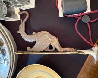 Ornate brass coat wall hook 